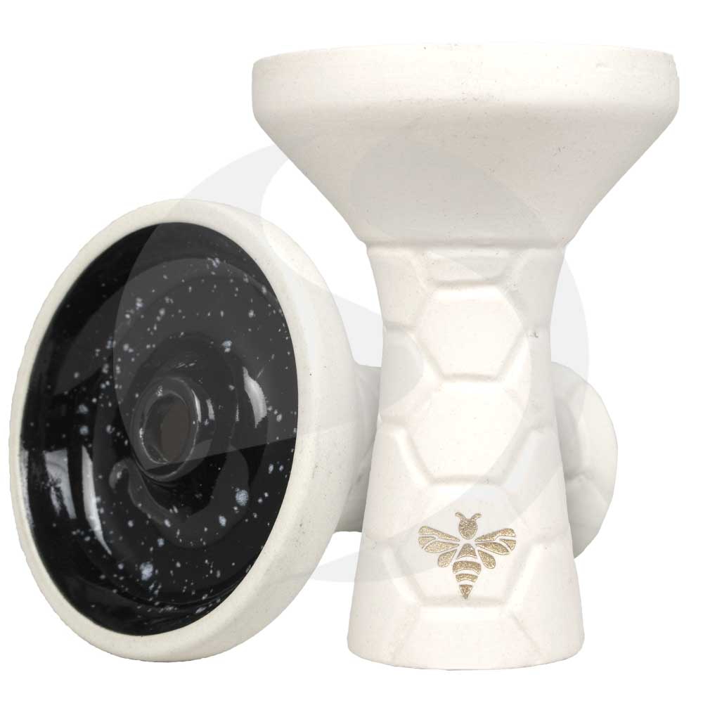 Bee Hookah Phunnel Inside Glazed - White Obsidian