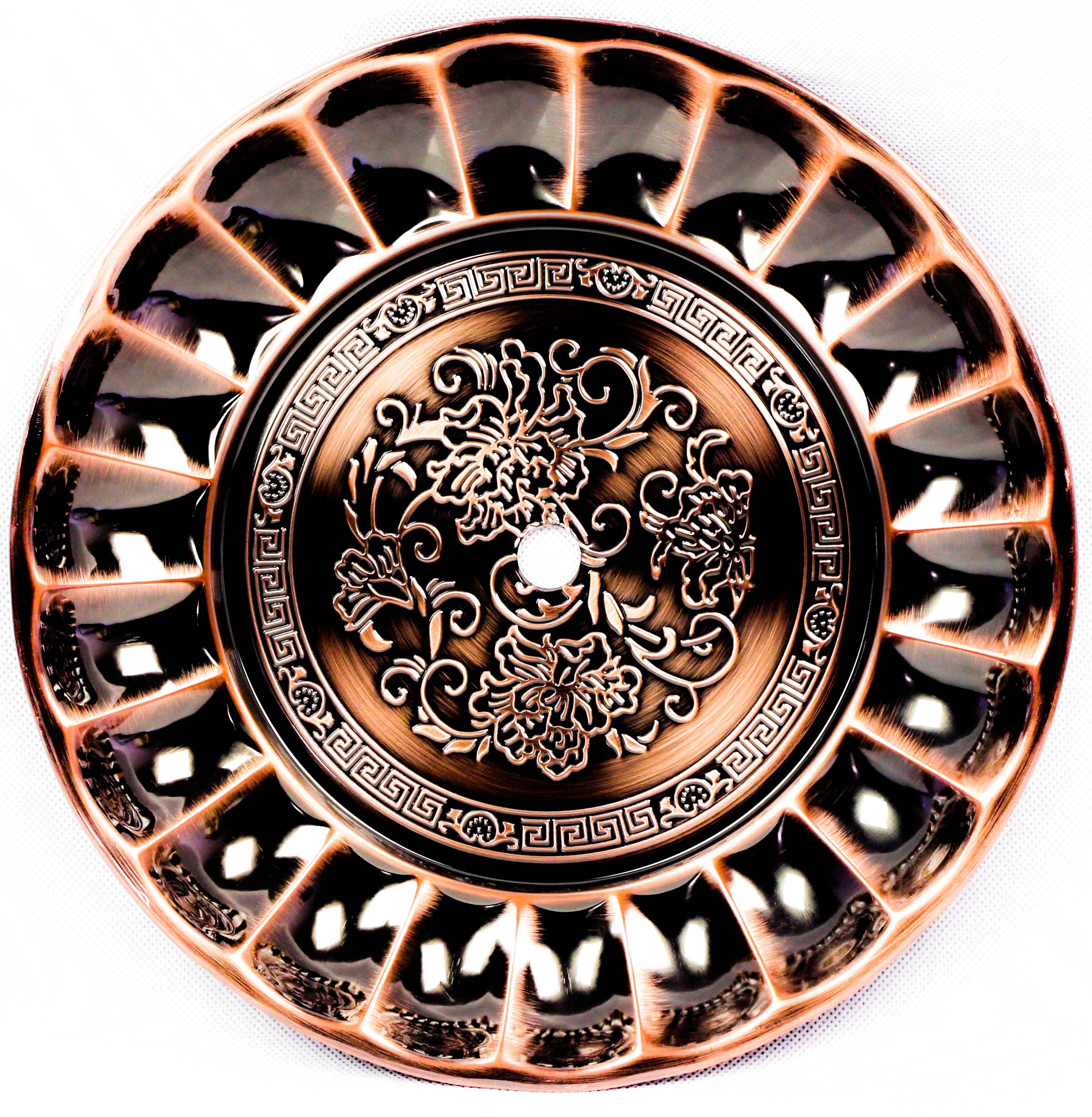 Amy Riesen-Kohleteller 30cm verziert Kupfer