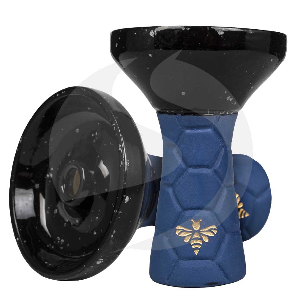 Bee Hookah Phunnel Half Glazed - Blue Obsidian